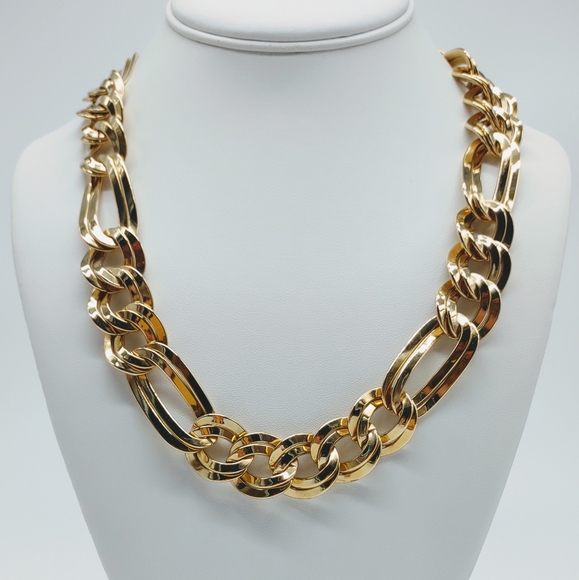 Vintage Monet Chunky Double Link Figaro Chain Statement Necklace - Picture 3 of 10